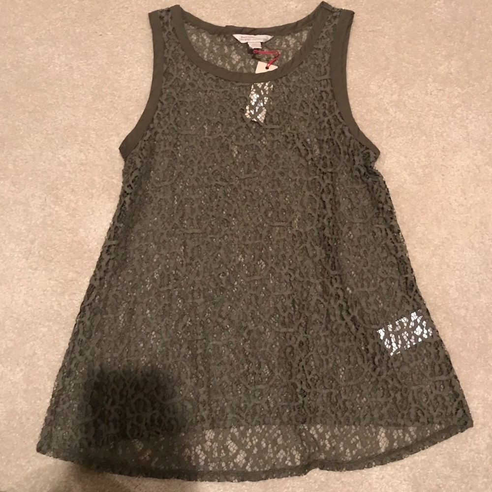 Olive green lace top NWT by banana republic